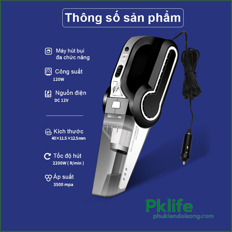 Thông số kỹ thuật máy hút bụi ô tô 4 trong 1 MHB-99001