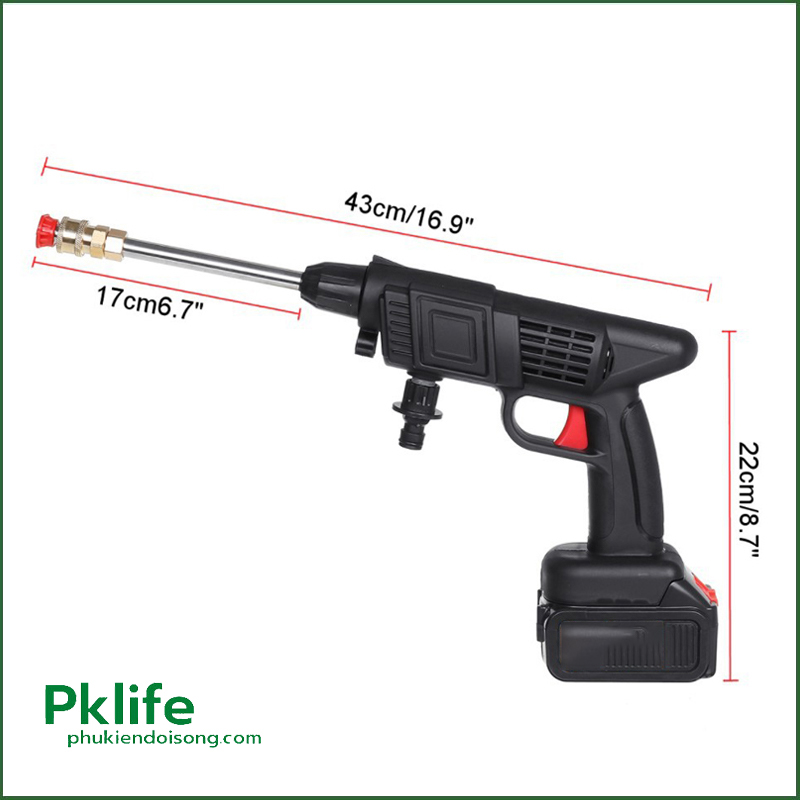 Kích thước chi tiết của máy rửa xe cầm tay không dây MRX-120001