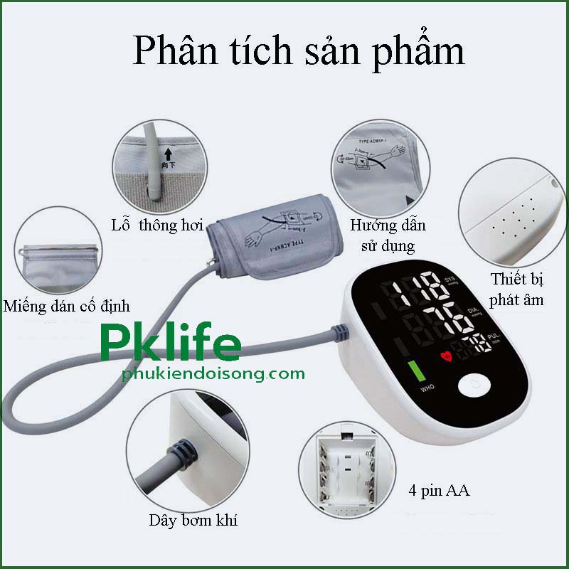 Cấu tạo chi tiết máy đo huyết áp điện tử mini DHA-75001